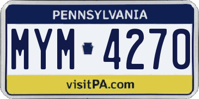 PA license plate MYM4270