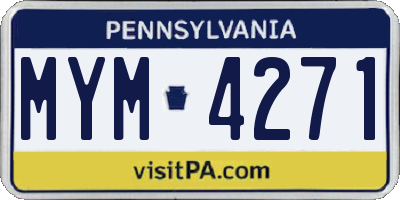 PA license plate MYM4271