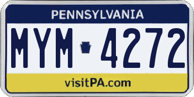 PA license plate MYM4272