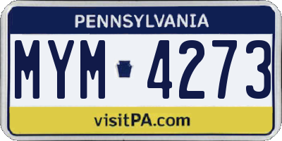 PA license plate MYM4273