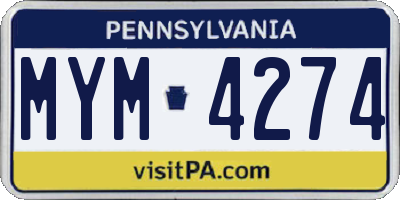 PA license plate MYM4274