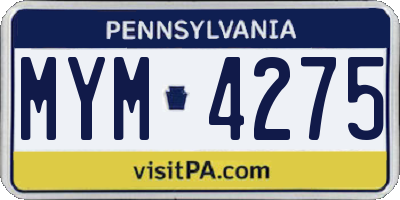 PA license plate MYM4275