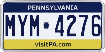 PA license plate MYM4276