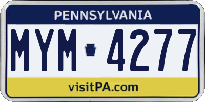 PA license plate MYM4277