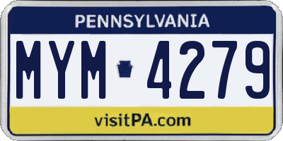 PA license plate MYM4279