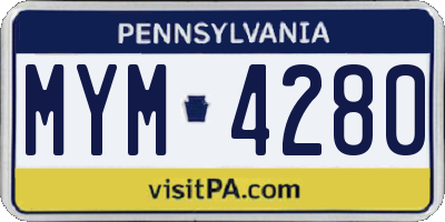 PA license plate MYM4280