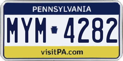 PA license plate MYM4282
