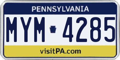 PA license plate MYM4285
