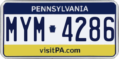PA license plate MYM4286