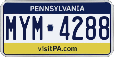 PA license plate MYM4288