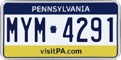 PA license plate MYM4291