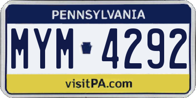 PA license plate MYM4292