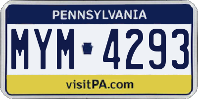 PA license plate MYM4293