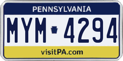 PA license plate MYM4294