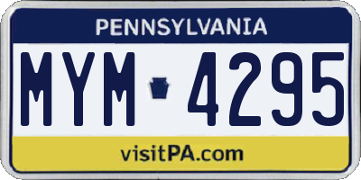 PA license plate MYM4295