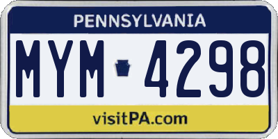 PA license plate MYM4298