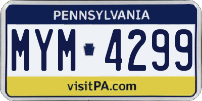 PA license plate MYM4299