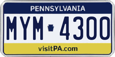 PA license plate MYM4300