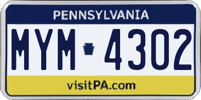 PA license plate MYM4302