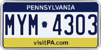 PA license plate MYM4303