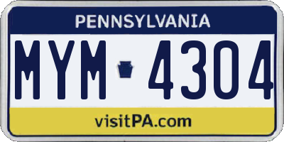 PA license plate MYM4304