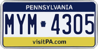 PA license plate MYM4305