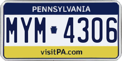 PA license plate MYM4306
