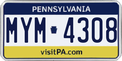 PA license plate MYM4308