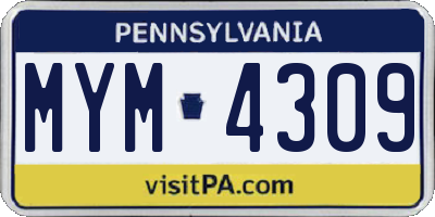 PA license plate MYM4309