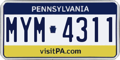PA license plate MYM4311