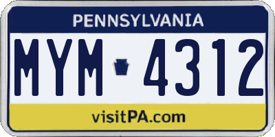 PA license plate MYM4312