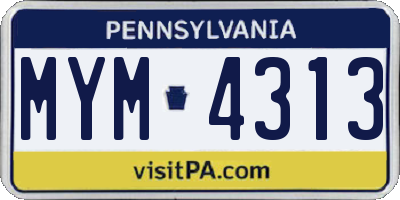 PA license plate MYM4313