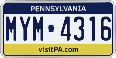 PA license plate MYM4316