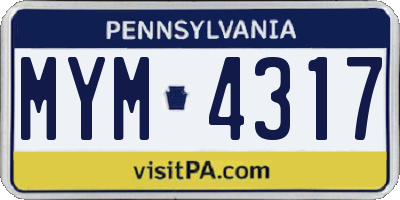 PA license plate MYM4317