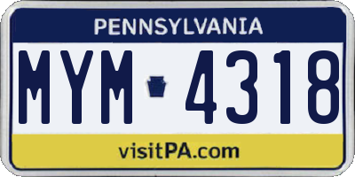 PA license plate MYM4318