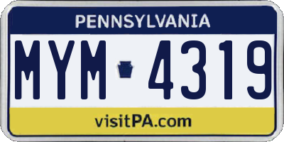 PA license plate MYM4319