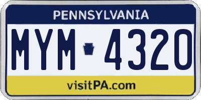 PA license plate MYM4320