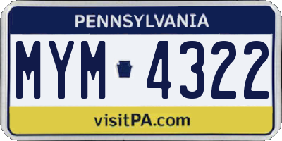 PA license plate MYM4322