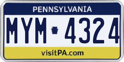 PA license plate MYM4324