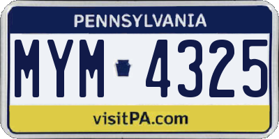 PA license plate MYM4325