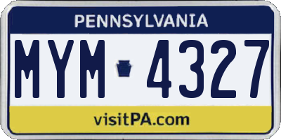 PA license plate MYM4327
