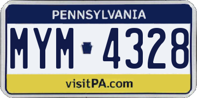 PA license plate MYM4328