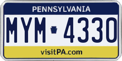 PA license plate MYM4330