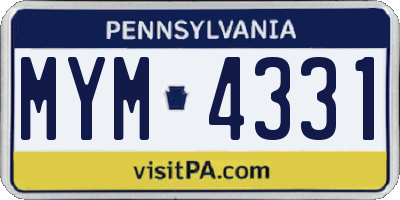 PA license plate MYM4331