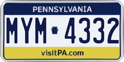 PA license plate MYM4332