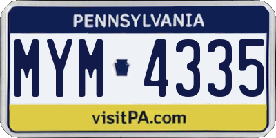 PA license plate MYM4335