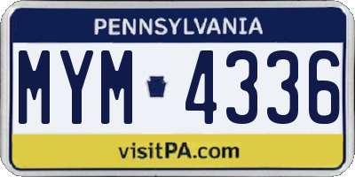 PA license plate MYM4336