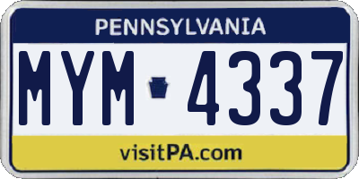 PA license plate MYM4337