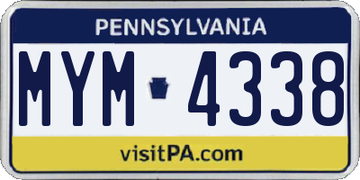 PA license plate MYM4338