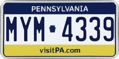 PA license plate MYM4339